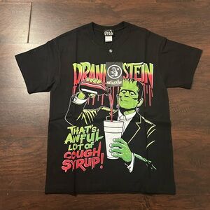 Black Graphic T-Shirt with Green and Red Design